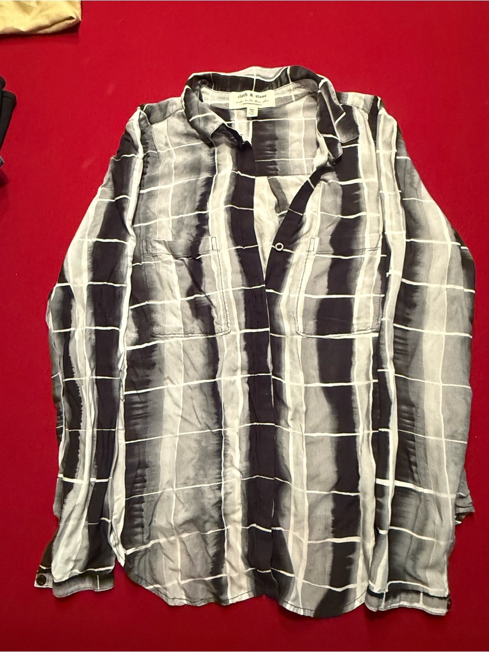 cloth & stone Black and White Windowpane Button-Down Shirt